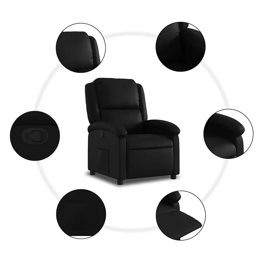 Fauteuil inclinable noir similicuir - 5