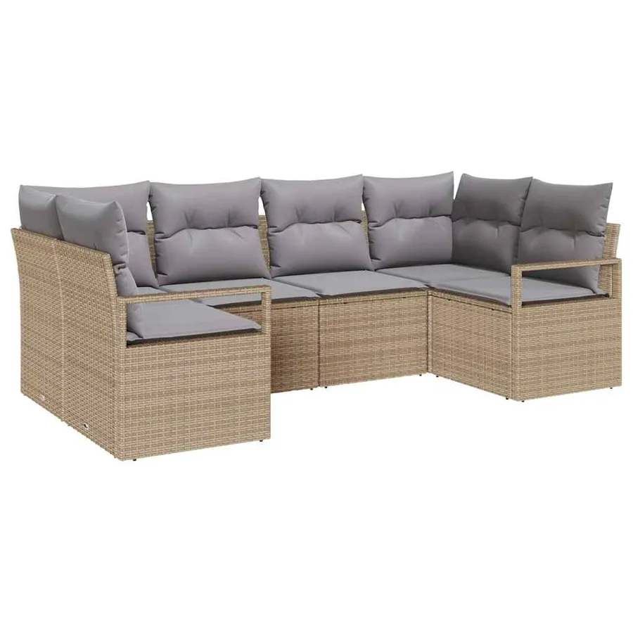 Ensemble de Canapés avec coussin 6 pcs Beige polyrotin - 2