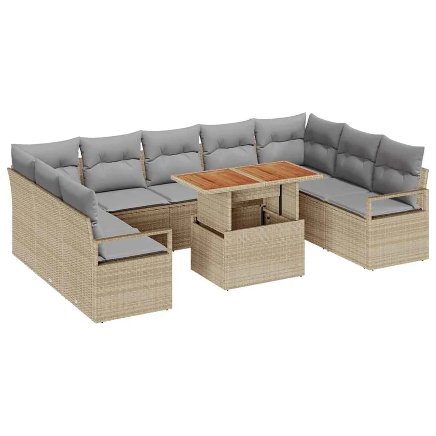 Ensemble de canapé de jardin 10 pc 9-Nombre de places - 2
