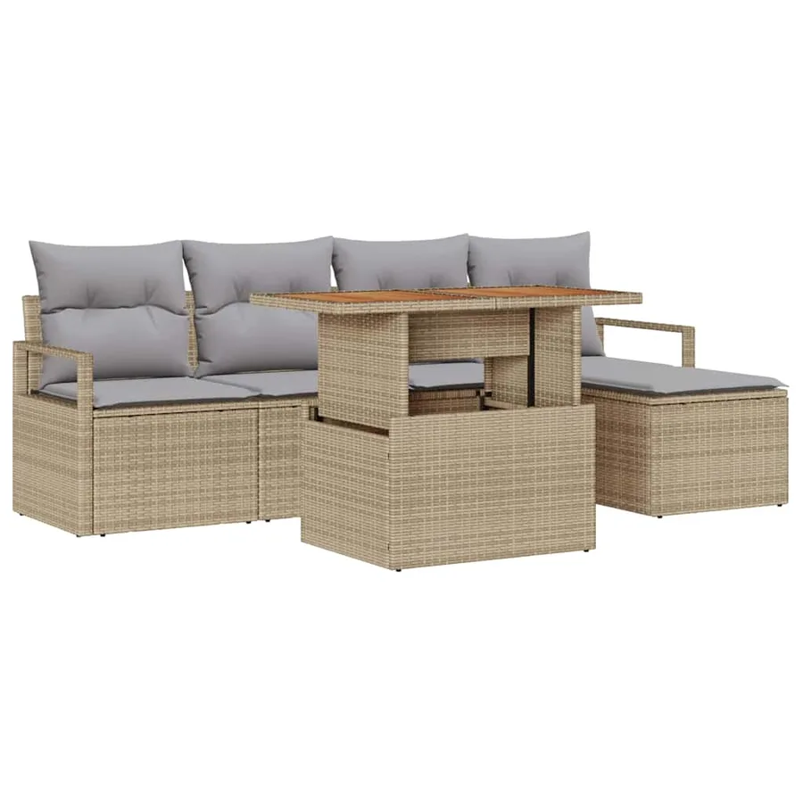 Ensemble de canapé de jardin 6 pcs Beige et gris - 2