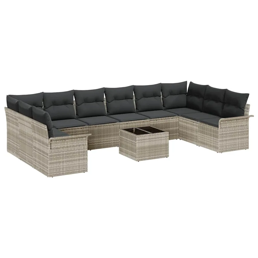 Ensemble de canapé de jardin 11 pcs Gris Poly rotin - 2