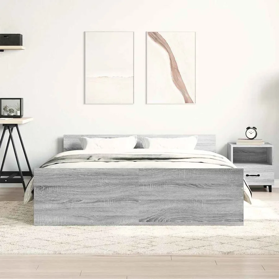 Cadre de lit sans matelas sonoma gris 140x200 cm - 3