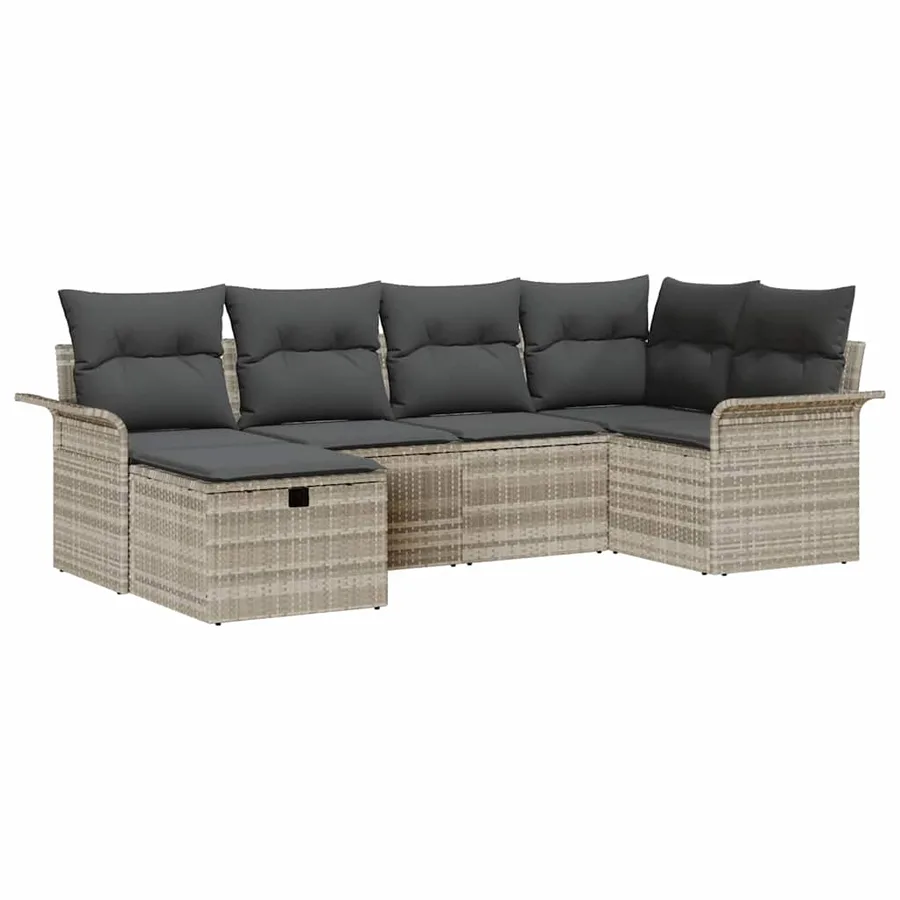 Ensemble de canapé de jardin avec coussin 6 pcs Poly rotin - 2