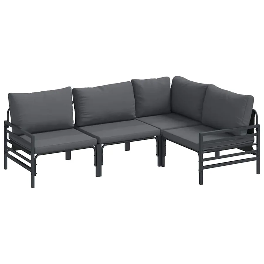 Ensemble de canapé de jardin avec coussin 4 pcs Noir Acier - 2