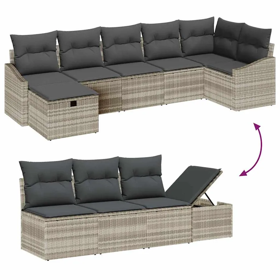 Ensemble de Canapés avec coussin Gris clair polyrotin - 11