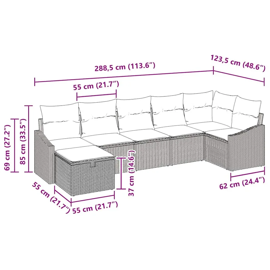 Ensemble de Canapés avec coussin Gris clair polyrotin - 12
