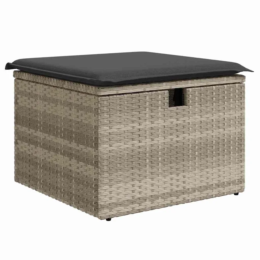Ensemble de Canapés avec coussin Gris clair polyrotin - 6