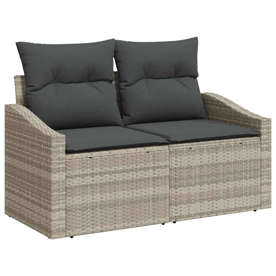 Ensemble de Canapés avec coussin 6 pcs Gris clair polyrotin - 4