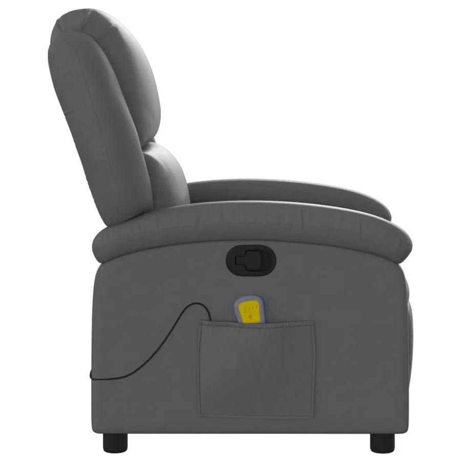 Fauteuil de massage inclinable en similicuir gris - 8