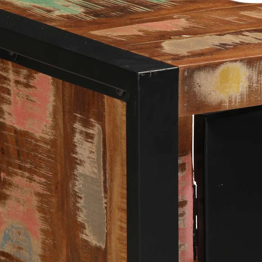Armoire de salle de bain avec porte Marron Bois Recyclé Solide - 9