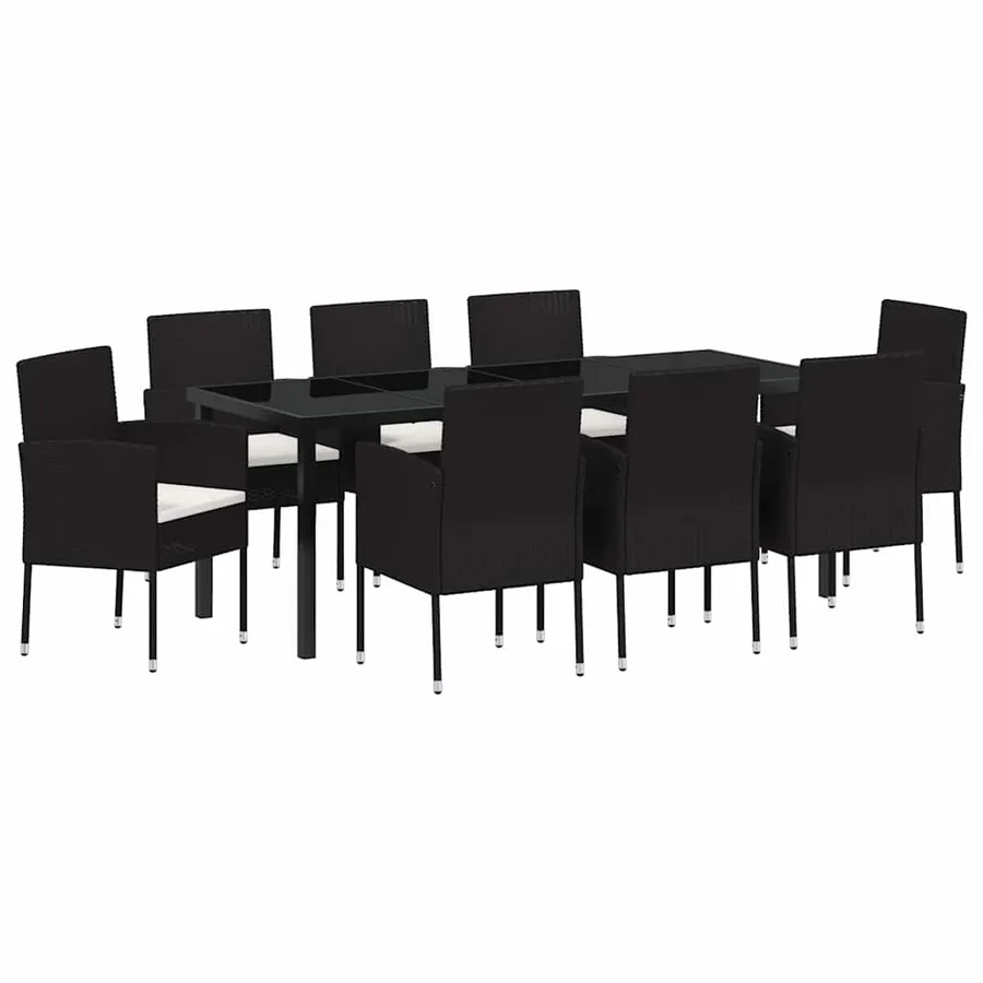 Ensemble de salle à manger pour jardin 9 pcs Noir polyrotin - 2