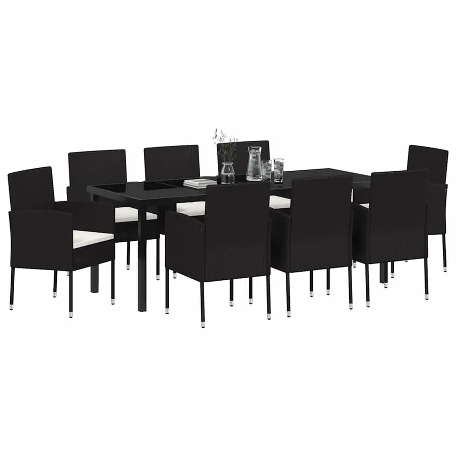 Ensemble de salle à manger pour jardin 9 pcs Noir polyrotin - 3