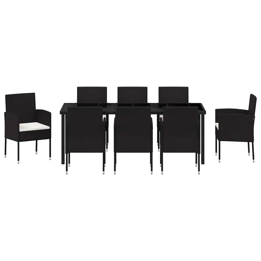 Ensemble de salle à manger pour jardin 9 pcs Noir polyrotin - 7