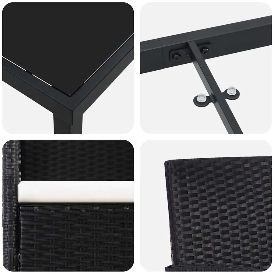 Ensemble de salle à manger pour jardin 9 pcs Noir polyrotin - 9