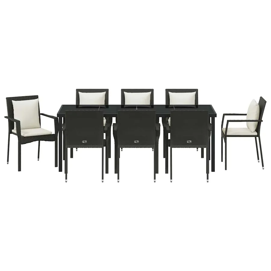 Ensemble de salle à manger pour jardin 9 pcs Noir polyrotin - 7
