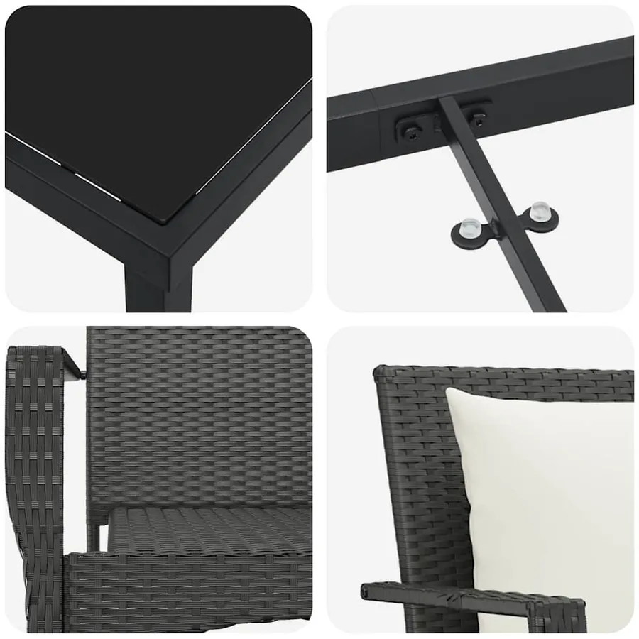 Ensemble de salle à manger pour jardin 9 pcs Noir polyrotin - 9