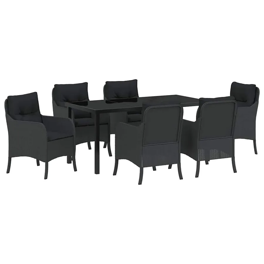 Ensemble de salle à manger pour jardin 7 pcs Noir polyrotin - 2