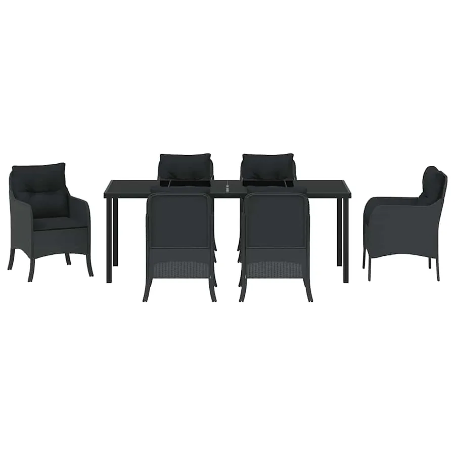 Ensemble de salle à manger pour jardin 7 pcs Noir polyrotin - 7