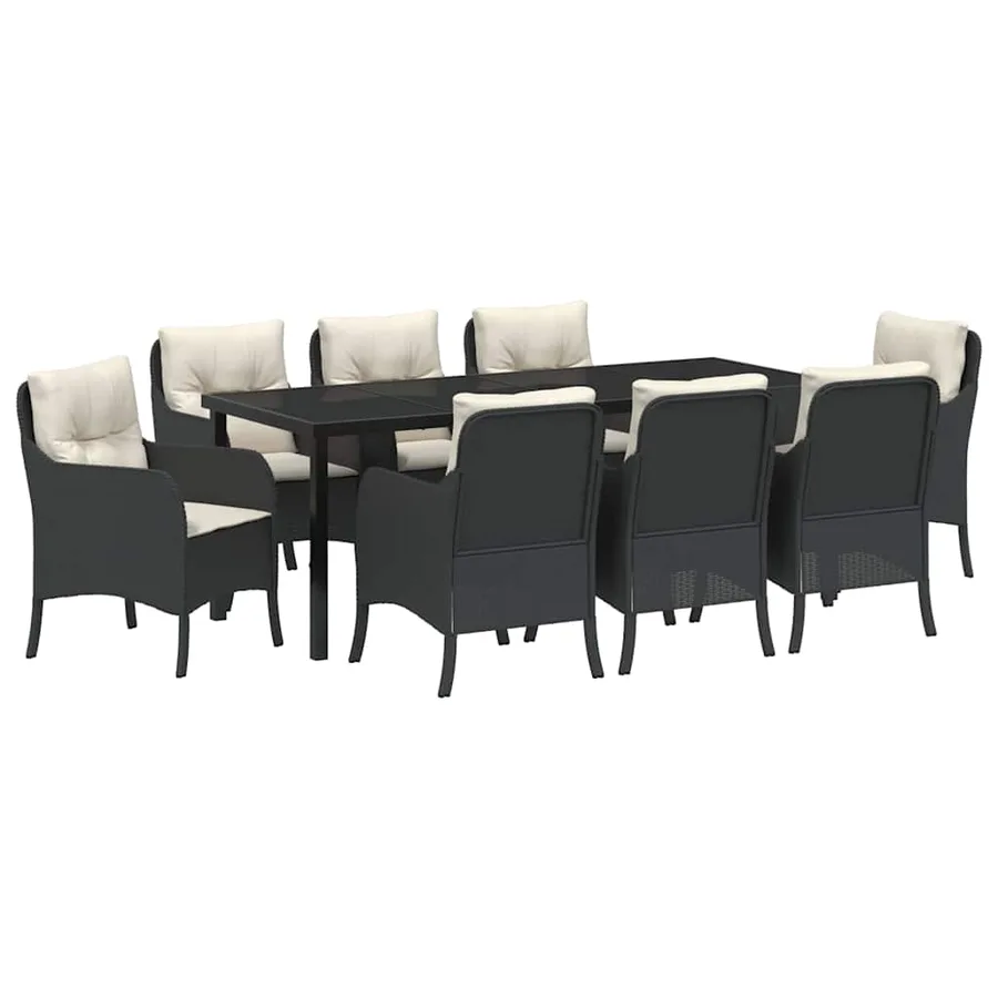 Ensemble de salle à manger pour jardin 9 pcs Noir polyrotin - 2