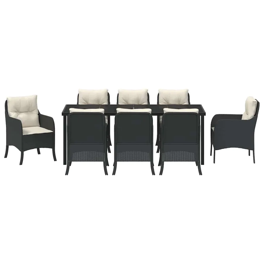 Ensemble de salle à manger pour jardin 9 pcs Noir polyrotin - 7
