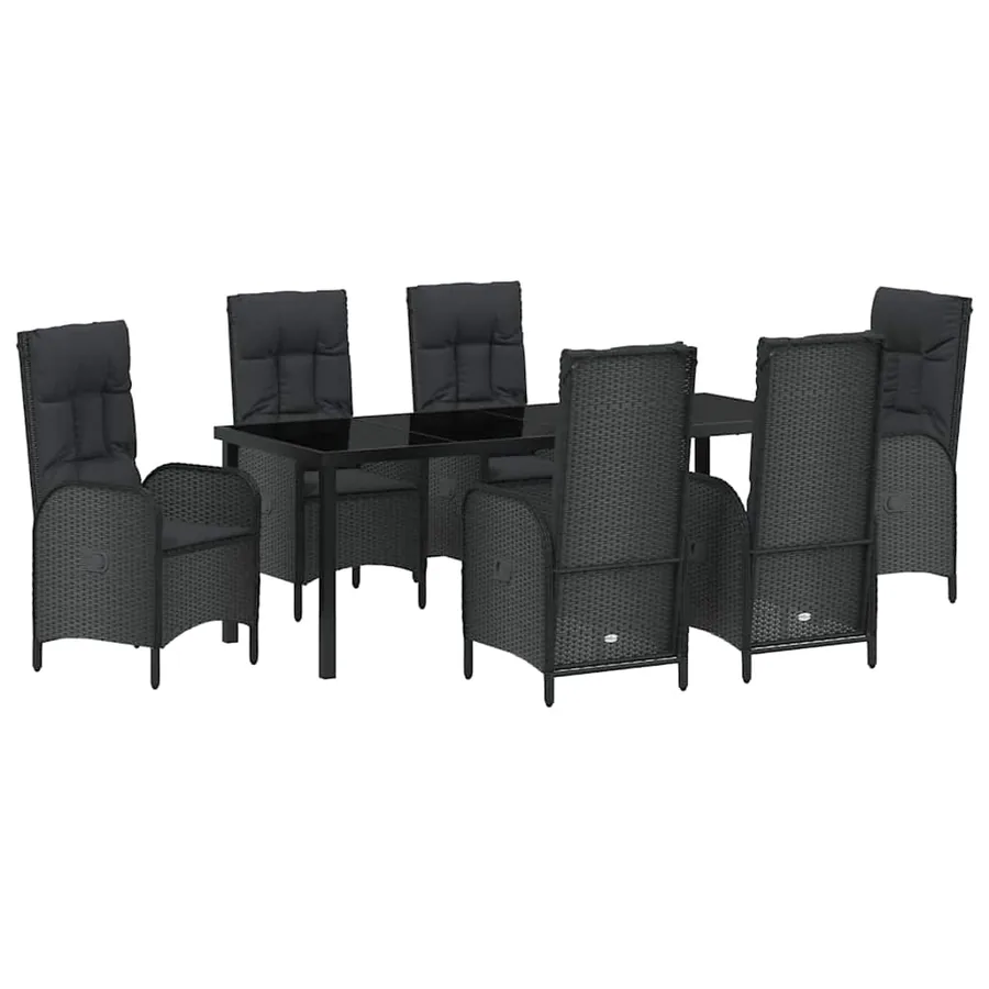 Ensemble de salle à manger pour jardin 7 pcs Noir polyrotin - 2