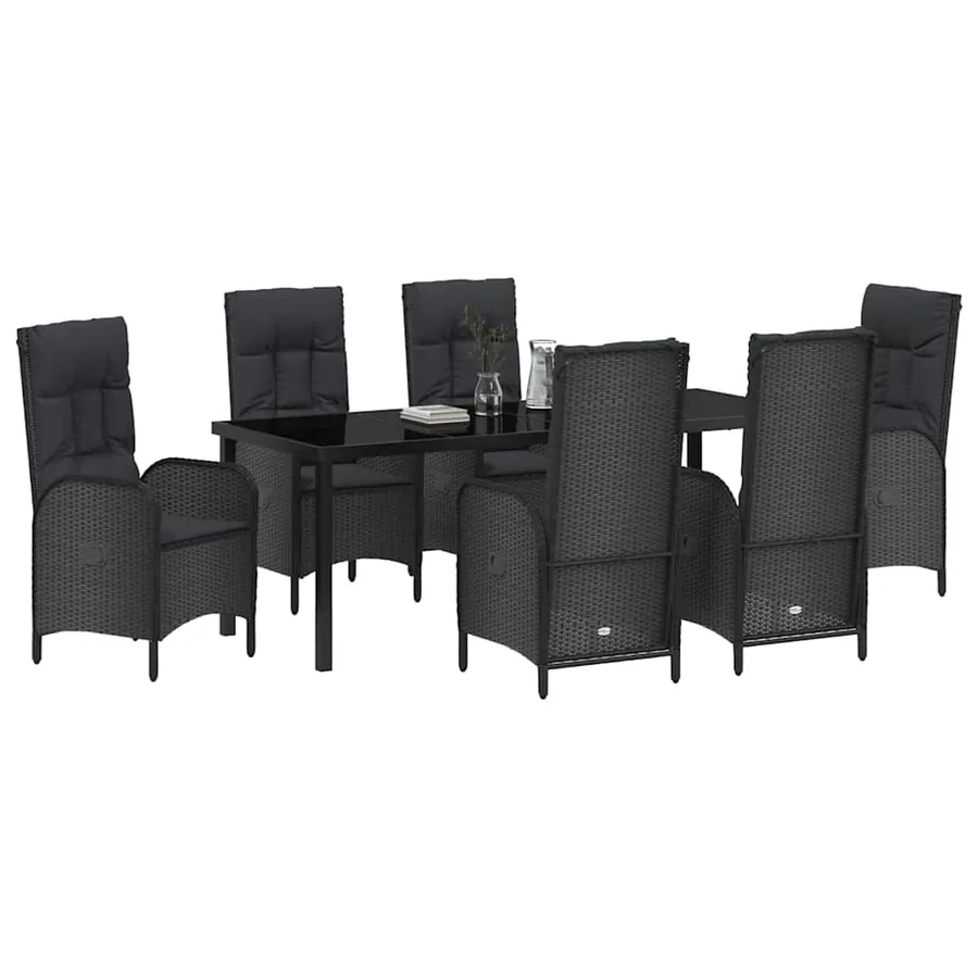 Ensemble de salle à manger pour jardin 7 pcs Noir polyrotin - 3