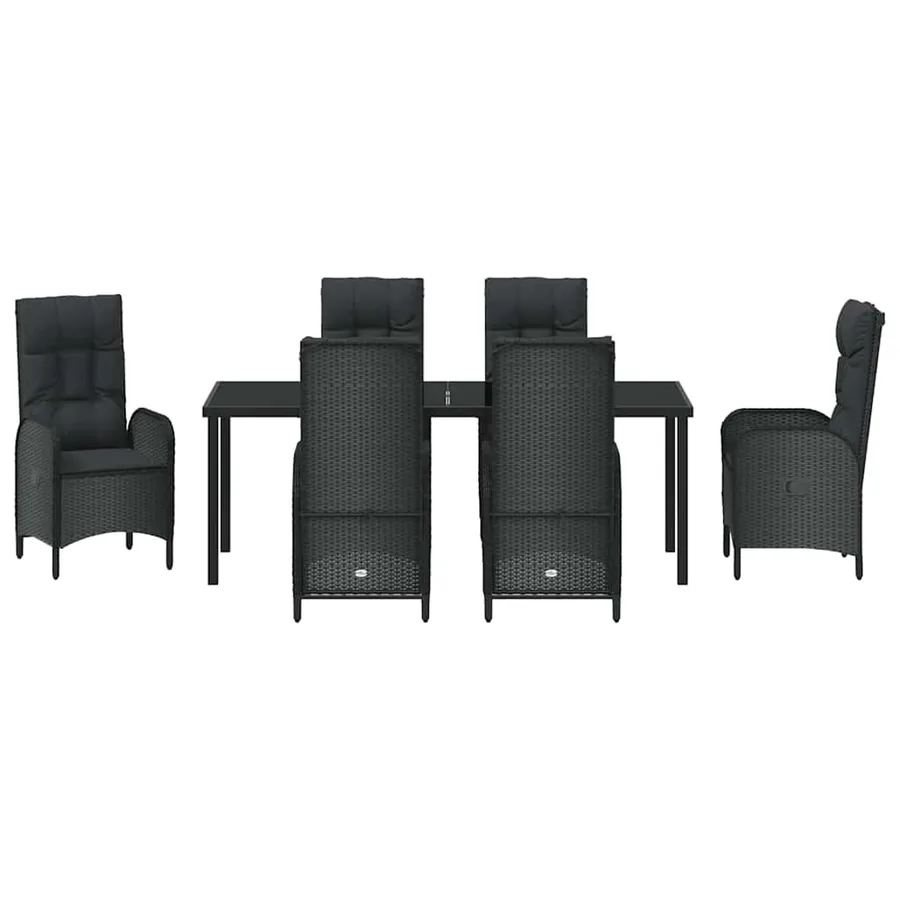 Ensemble de salle à manger pour jardin 7 pcs Noir polyrotin - 7