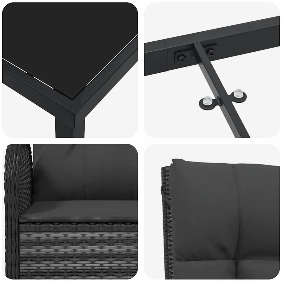 Ensemble de salle à manger pour jardin 7 pcs Noir polyrotin - 9