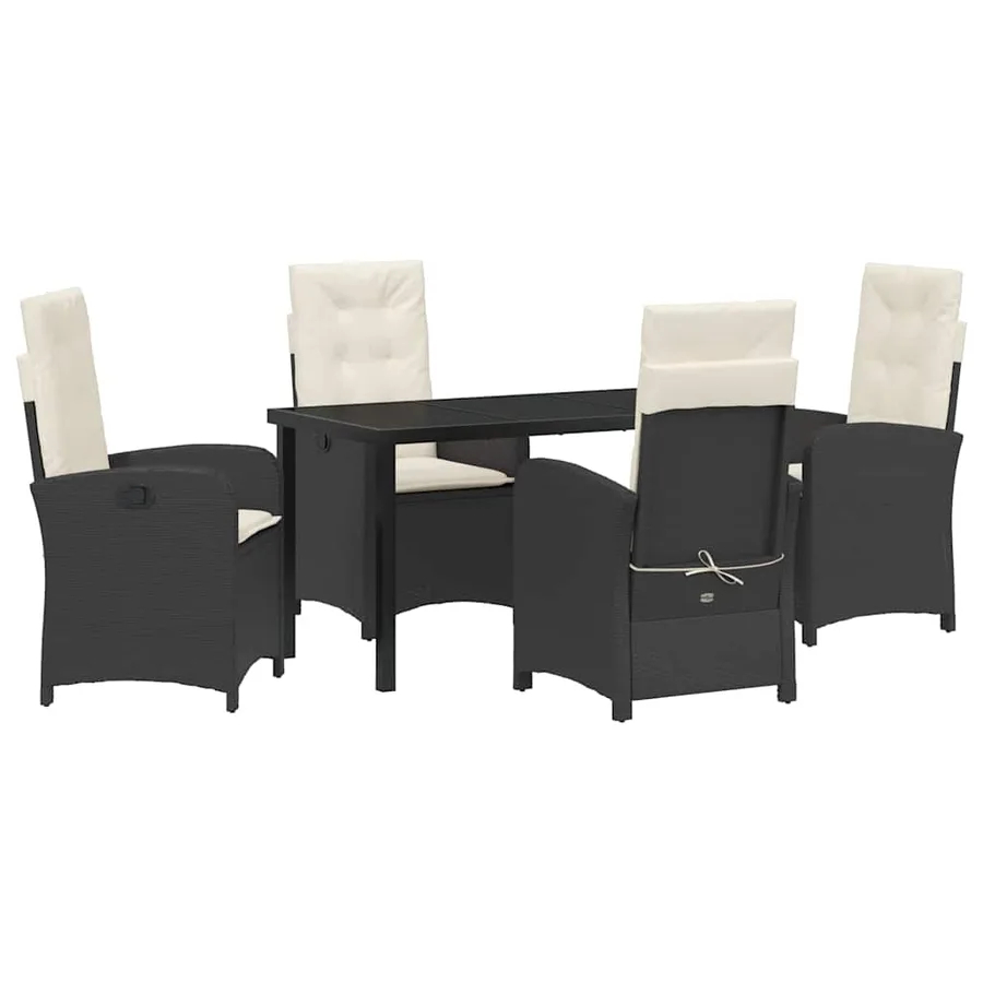 Ensemble de salle à manger pour jardin 5 pcs Noir polyrotin - 2