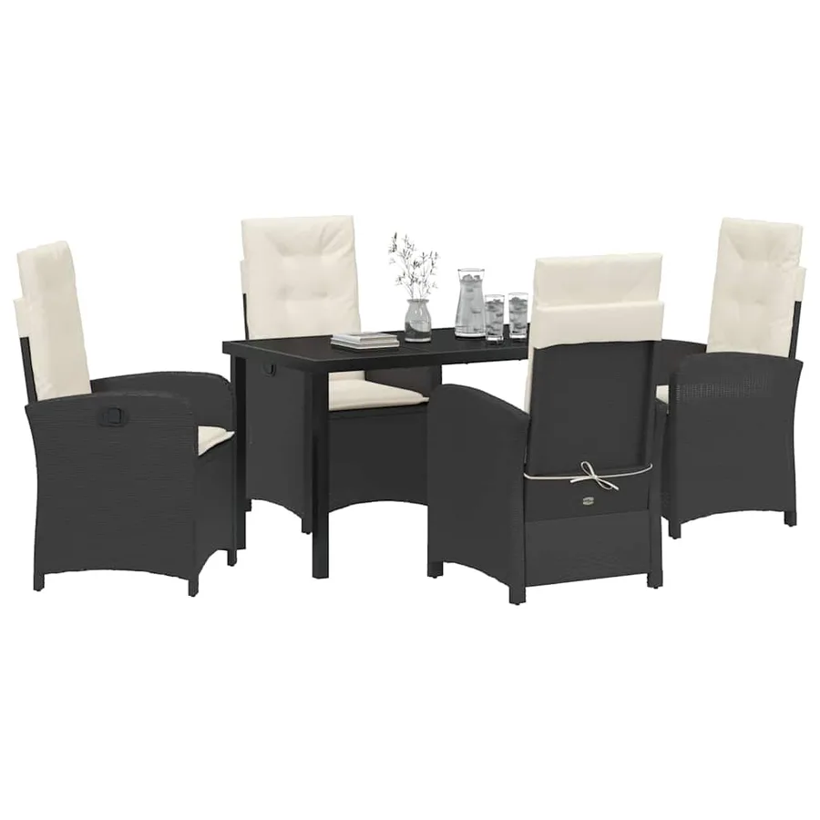 Ensemble de salle à manger pour jardin 5 pcs Noir polyrotin - 3