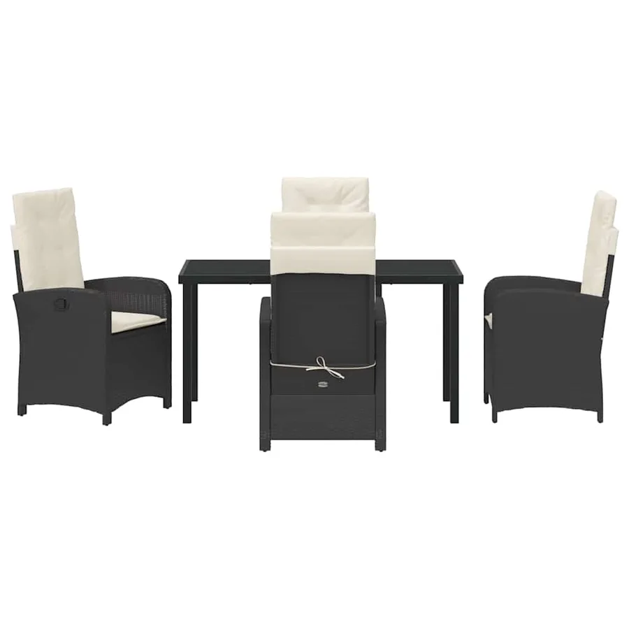 Ensemble de salle à manger pour jardin 5 pcs Noir polyrotin - 7