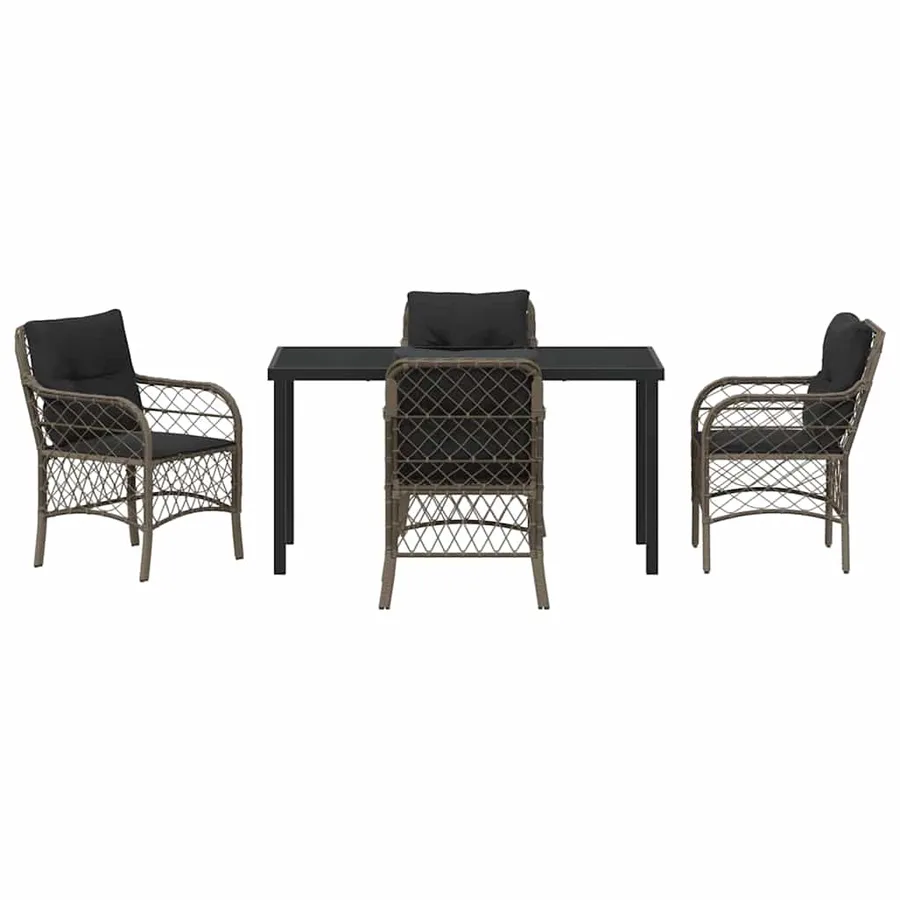 Ensemble de salle à manger pour jardin 5 pcs Gris polyrotin - 7