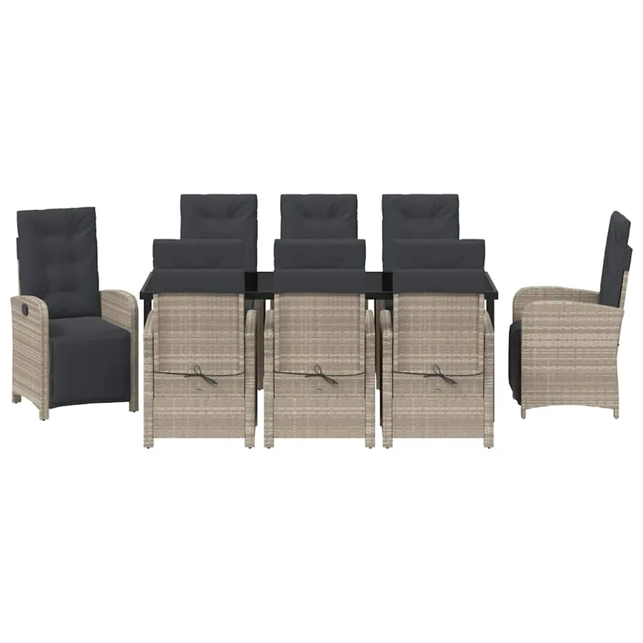 Ensemble de salle à manger pour jardin 9 pcs Gris clair - 7