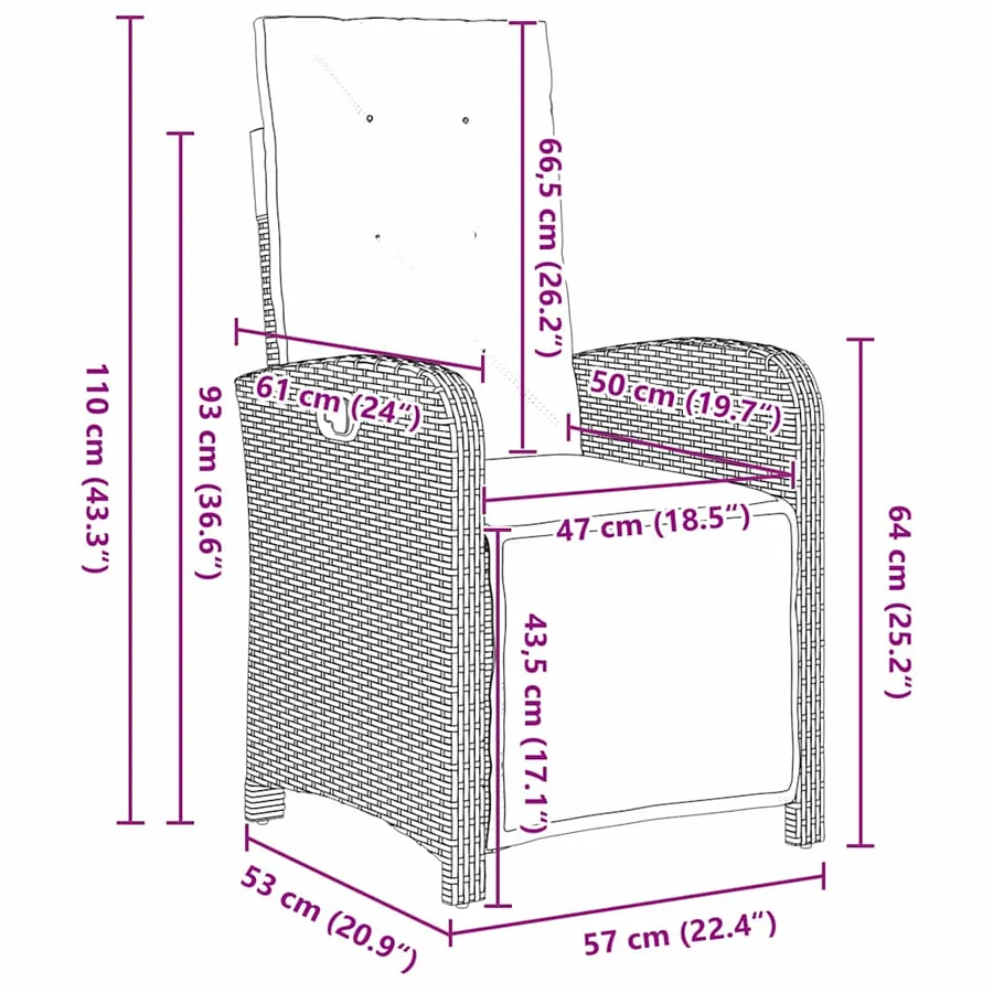 Ensemble de salle à manger pour jardin 9 pcs Gris clair - 8