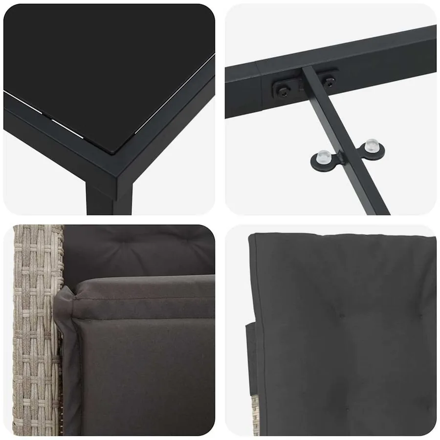 Ensemble de salle à manger pour jardin 9 pcs Gris clair - 9