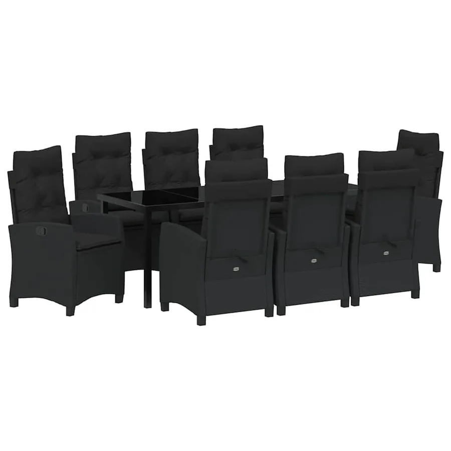 Ensemble de salle à manger pour jardin 9 pcs Noir polyrotin - 2