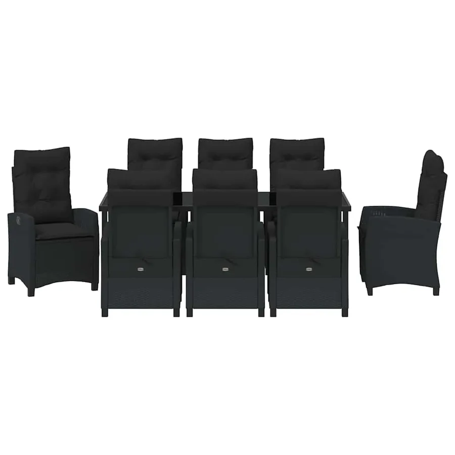 Ensemble de salle à manger pour jardin 9 pcs Noir polyrotin - 7