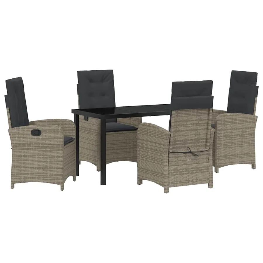 Ensemble de salle à manger pour jardin 5 pcs Gris polyrotin - 2