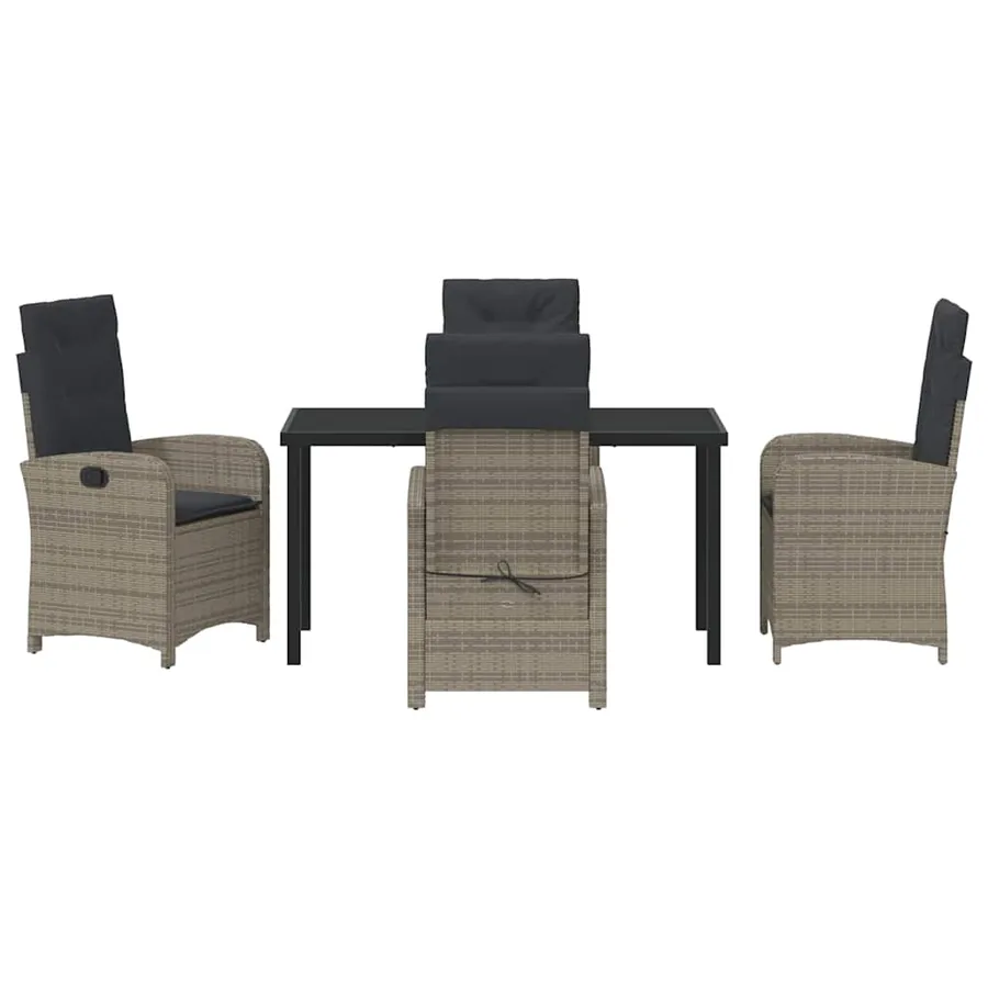 Ensemble de salle à manger pour jardin 5 pcs Gris polyrotin - 7