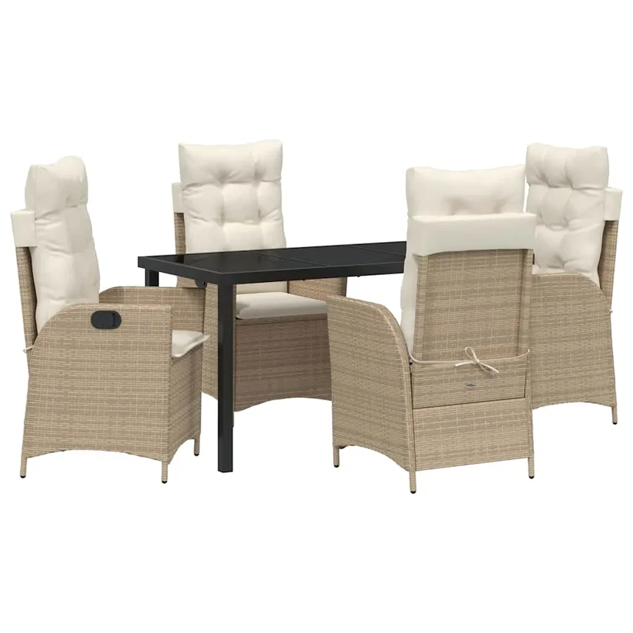 Ensemble de salle à manger pour jardin 5 pcs Beige polyrotin - 2