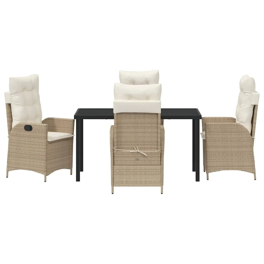 Ensemble de salle à manger pour jardin 5 pcs Beige polyrotin - 7