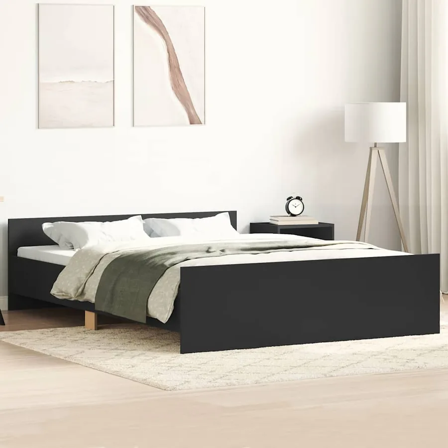 Cadre de lit sans matelas noir 135x190 cm