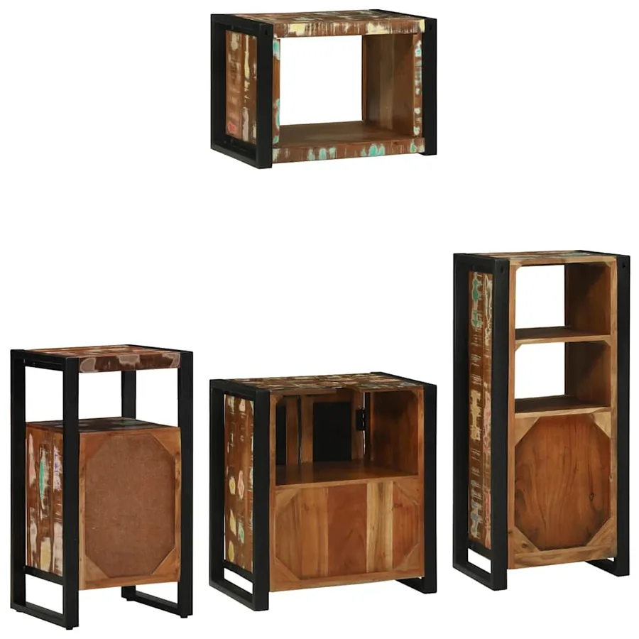 Ensemble de mobilier de salle de bain 4 pcs Bois Recyclé Solide - 10