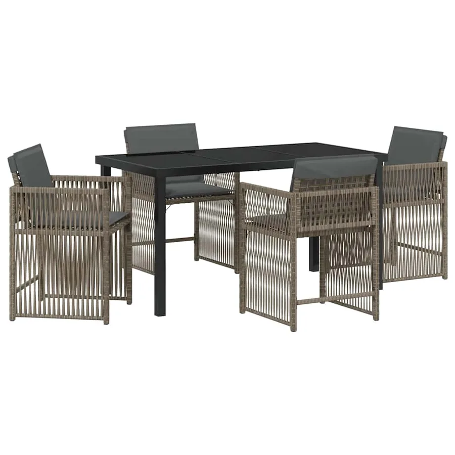 Ensemble de salle à manger pour jardin 5 pcs Gris polyrotin - 2