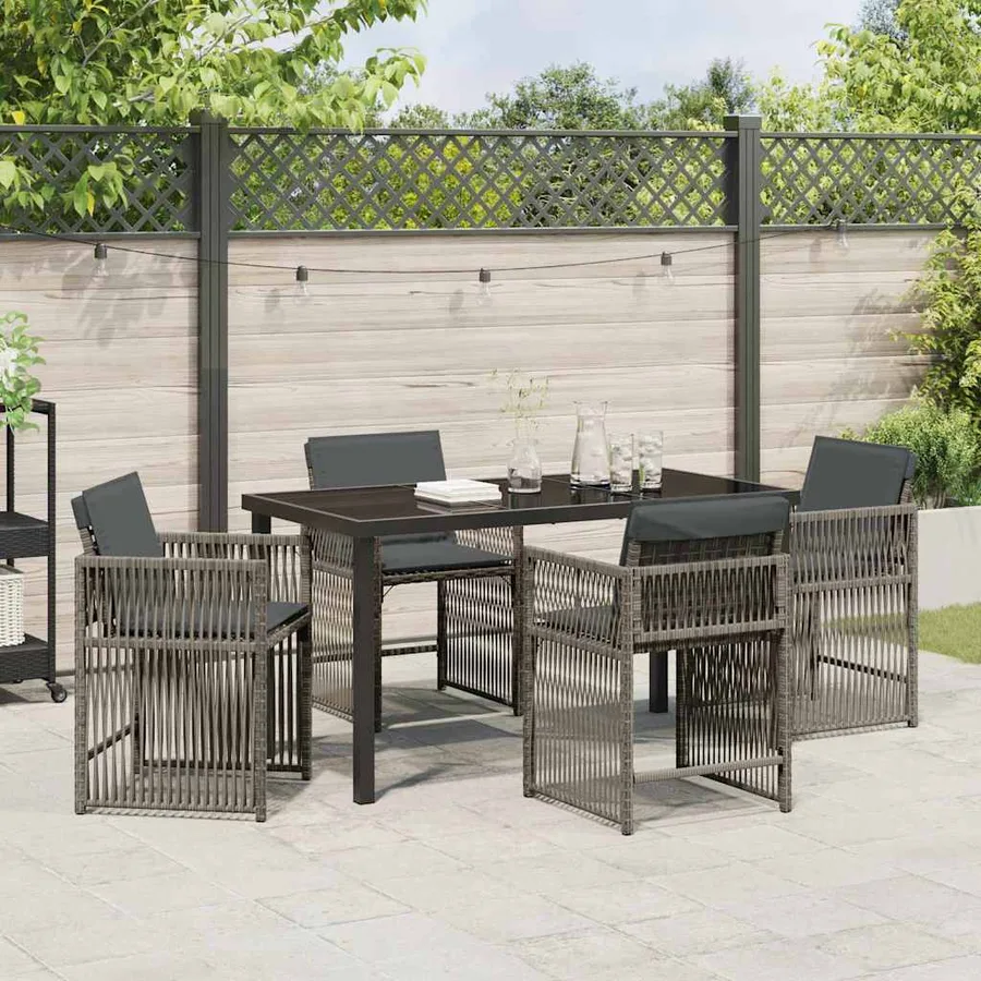 Ensemble de salle à manger pour jardin 5 pcs Gris polyrotin - 4
