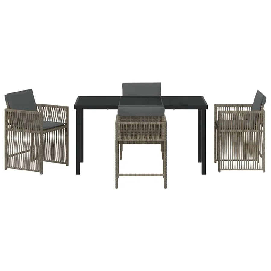 Ensemble de salle à manger pour jardin 5 pcs Gris polyrotin - 7