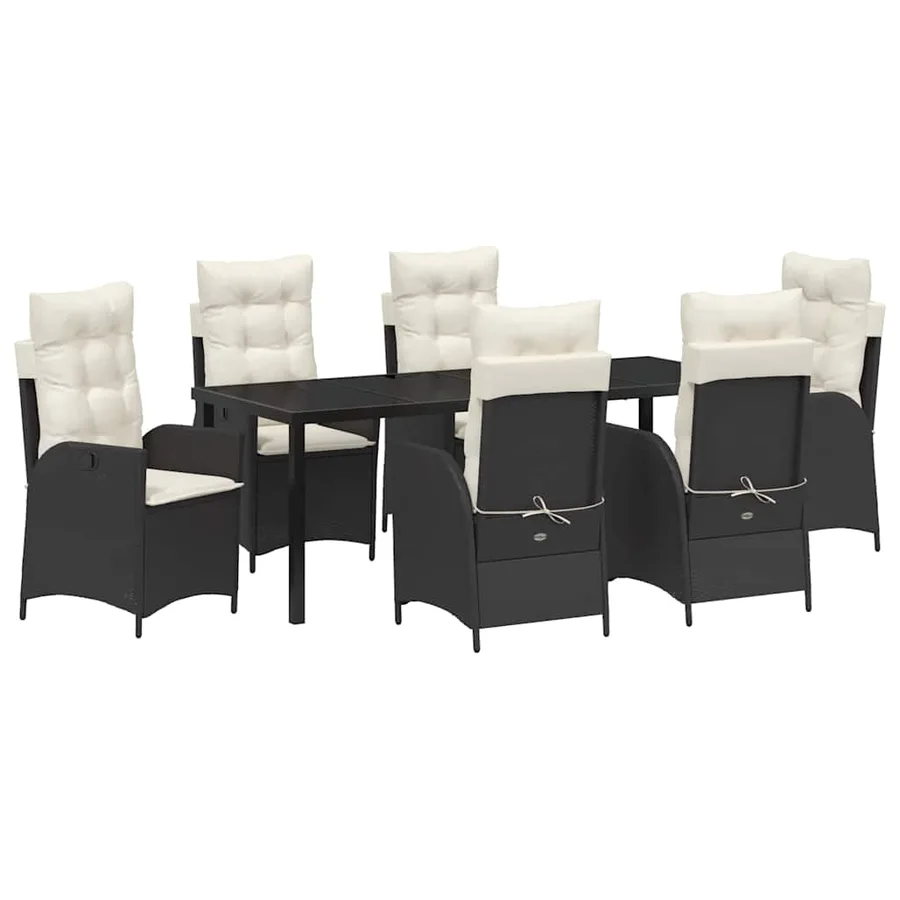 Ensemble de salle à manger pour jardin 7 pcs Noir polyrotin - 2