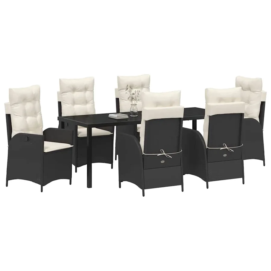 Ensemble de salle à manger pour jardin 7 pcs Noir polyrotin - 3