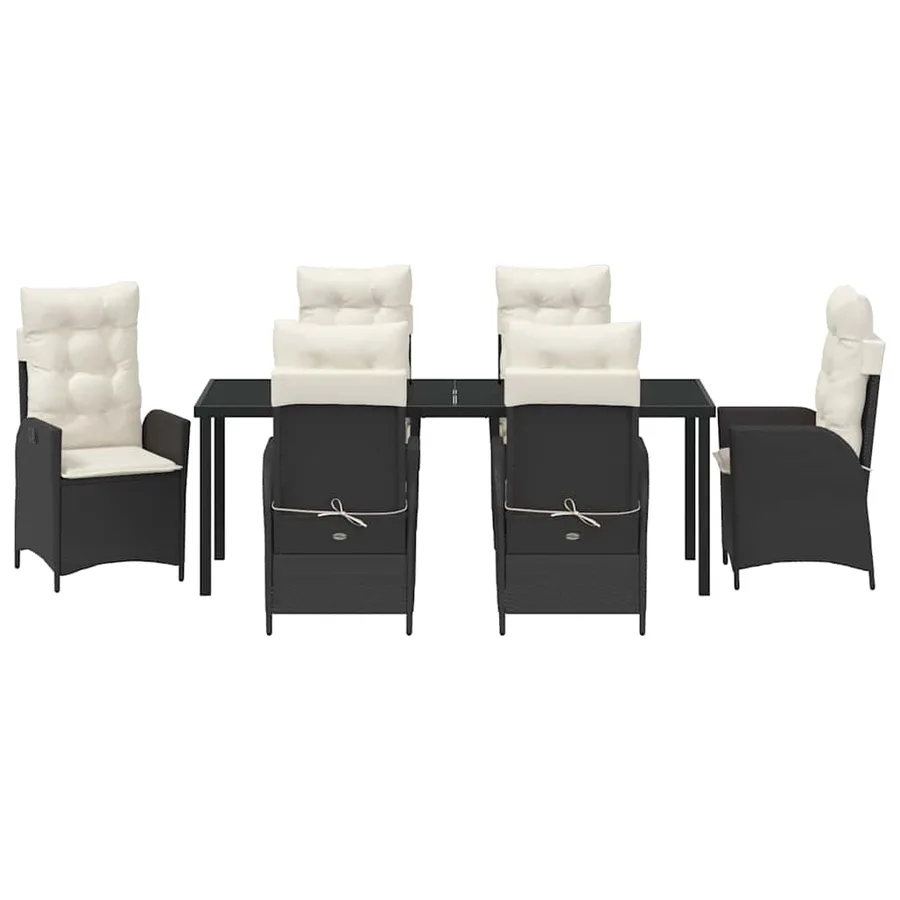 Ensemble de salle à manger pour jardin 7 pcs Noir polyrotin - 7