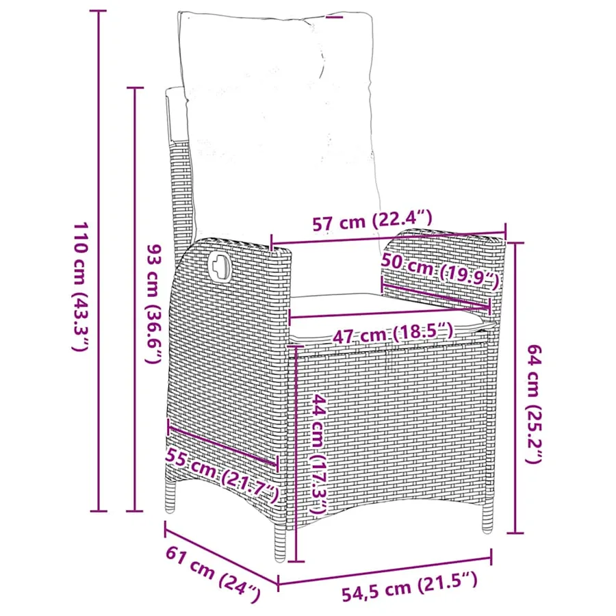 Ensemble de salle à manger pour jardin 7 pcs Noir polyrotin - 8